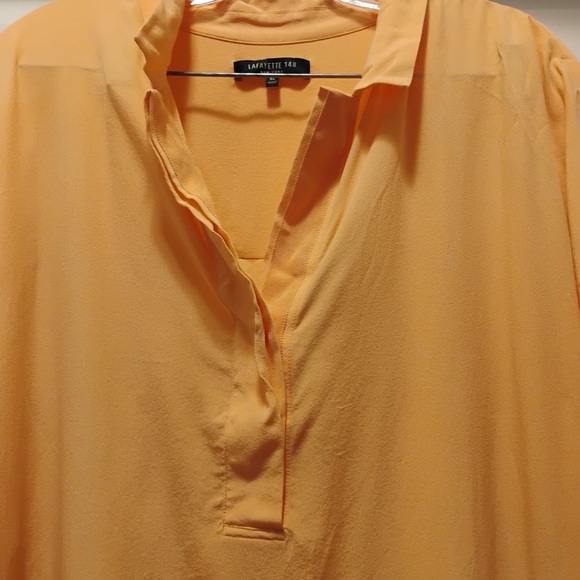 Lafayette 148 New York Orange/Goldenrod Tunic Blouse 3/4 Sleeve Size XL - Picture 3 of 8